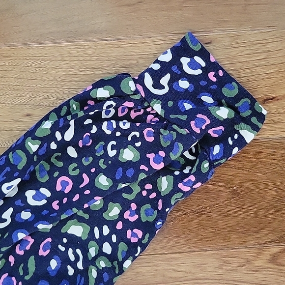 Boden 3/4 sleeve maxi stretch dress navy colorful cheetah spot print 4P Petite - Picture 3 of 6